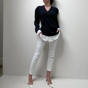 NWT V-Neck Contrast Black and Off White Sweater